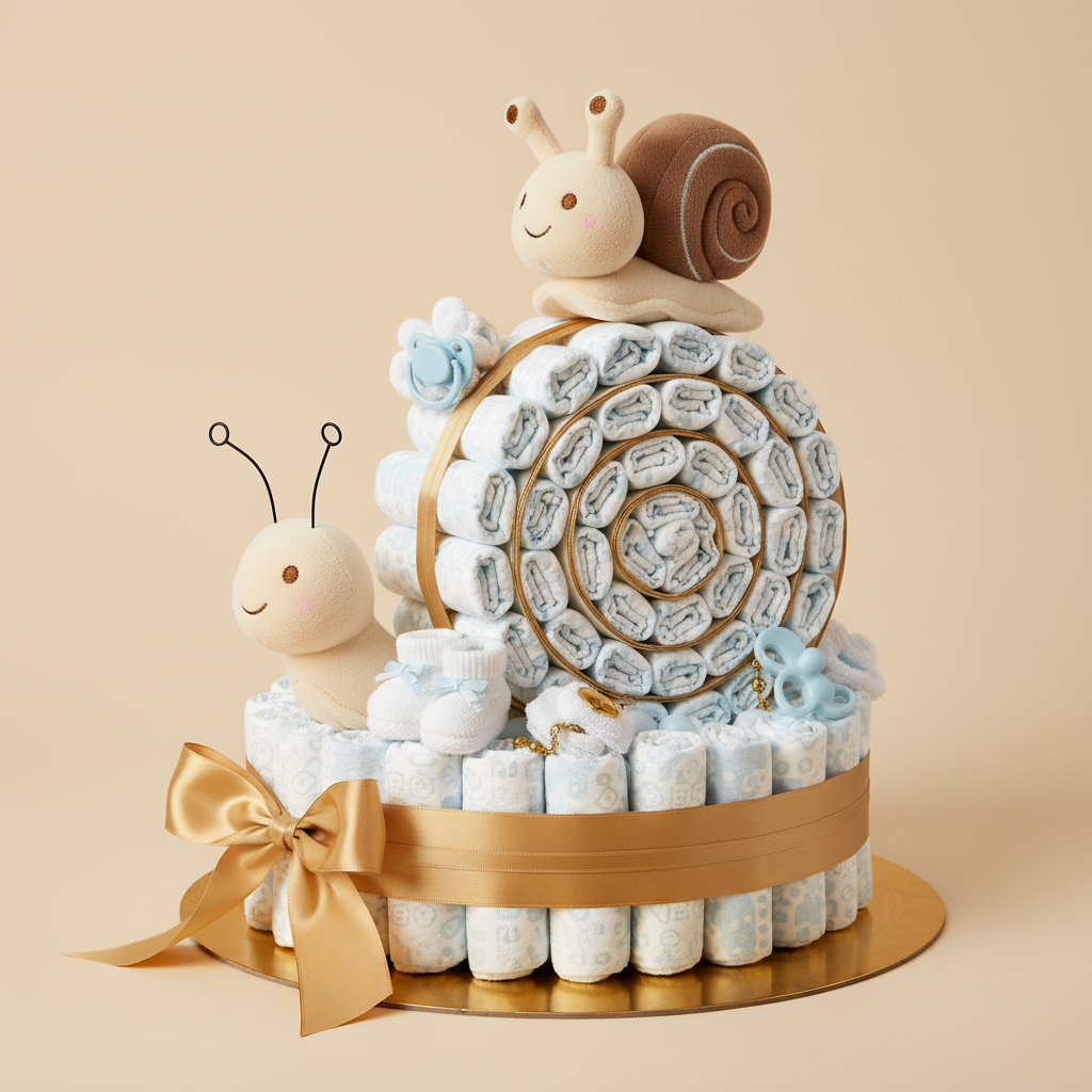 Windeltorte Schnecke Seitenperspektive